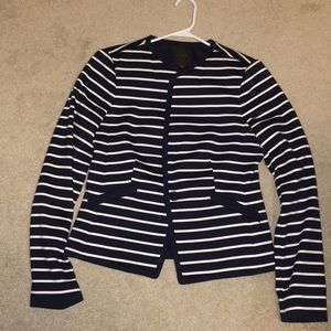 Navy and white strip blazer